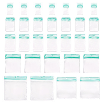 70Pcs 6 Styles Rectangle Transparence EVA Zip Top Gift Bags, Top Seal Bags, Turquoise, 7.5~16.5x4~15x0.03cm