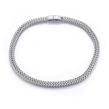 304 Stainless Steel Wheat Chain Necklaces, with Magnetic Clasps, Stainless Steel Color, 23.62 inch(60cm), 12mm