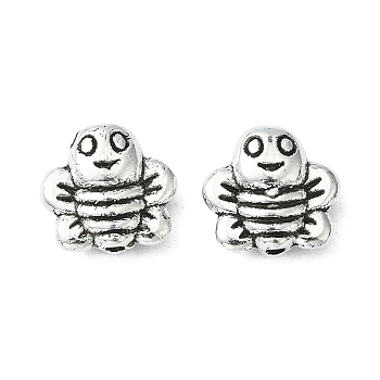 Zinc Alloy Beads, Lead Free & Cadmium Free, 3D Bees, Antique Silver, 9x9x4mm, Hole: 1mm