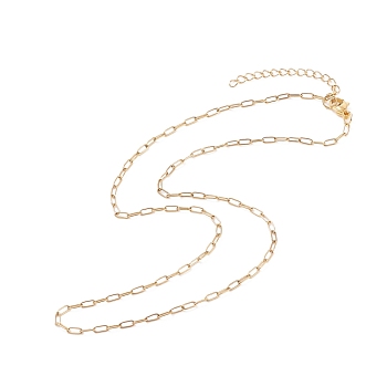 304 Stainless Steel Paperclip Chains Necklace for Women, Golden, 17.44 inch(44.3cm)