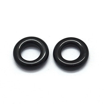 Natural Black Agate Charms, Ring, 12x2.5mm, Inner Diameter: 6mm