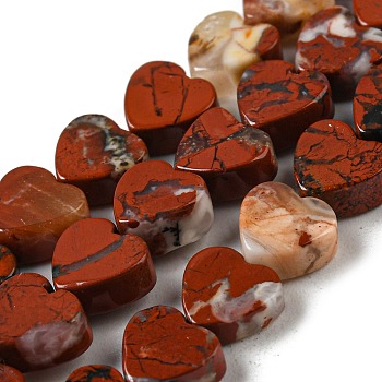 Natural Red Jasper Beads Strands, Heart, 6x6.5x3mm, Hole: 1mm, about 70pcs/strand, 15.24''(38.7cm)