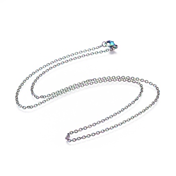 304 Stainless Steel Cable Chain Necklaces, with Lobster Claw Clasps, Rainbow Color, 19.6 inch(50cm), 2mm