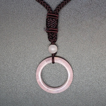 Natural Rose Quartz Pendant Necklaces, Ring, 19.69 inch(50cm)