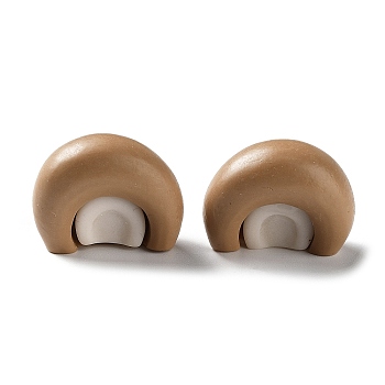 3D Animal Ear Opaque Resin Cabochons, Bear Ears, for DIY Headband Making, Camel, 20x25x14mm