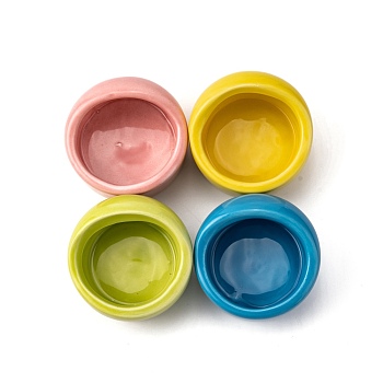 AHANDMAKER 4Pcs 4 Colors Porcelain Hamster Food Water Bowls, Mini Hamster Feeder Dish, Column, Mixed Color, 62x62.5x40mm, 1pc/color