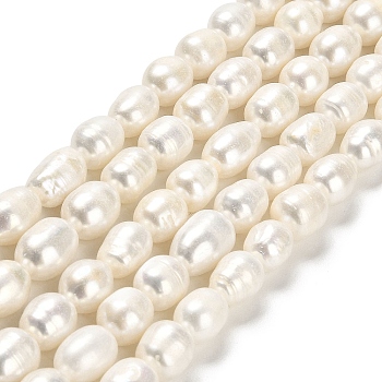 Natural Cultured Freshwater Pearl Beads Strands, Rice, Grade A, Floral White, 9~10x8~8.5mm, Hole: 0.5mm, about 33pcs/strand, 13.58 inch(34.5cm)