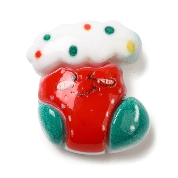 Christmas Theme Opaque Resin Cabochons, Christmas Socking, 20x16x7mm