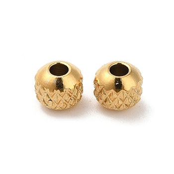 201 Stainless Steel Bead, Round, Real 18K Gold Plated, 4mm, Hole: 1.6mm