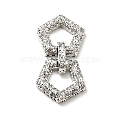 Platinum Clear Brass+Cubic Zirconia Fold Over Clasps