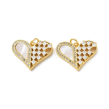 Real 18K Gold Plated Clear Heart Brass+Cubic Zirconia+Enamel Pendants