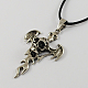 Цинковый сплав черепа и крест ожерелья для Хэллоуина(NJEW-R128-16)-1