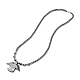 Synthetic Non-magnetic Hematite Angel Pendant Necklace with Beaded Chains(NJEW-E095-02)-2