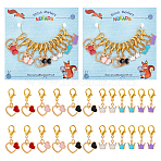 Alloy Enamel Crown & Heart Pendant Locking Stitch Markers, Zinc Alloy Lobster Claw Clasp Stitch Marker, Mixed Color, 2.7~3.3cm, 6 style, 2pcs/style, 12pcs/set(HJEW-AB00068)