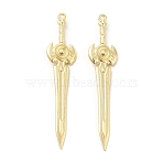 Rack Plating Alloy Big Pendants, Cadmium Free & Nickel Free & Lead Free, Sword Charm, Golden, 59x13x3mm, Hole: 1.5mm(PALLOY-E025-08G)