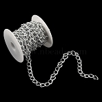 3m Aluminium Twisted Curb Chains, Diamond Cut Chains, Unwelded, Faceted, Silver, 10x6.5x1.8mm(CHA-YW0001-04S)