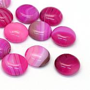 Dyed Natural Striped Agate/Banded Agate Cabochons, Half Round/Dome, Camellia, 14x5~6mm(G-R348-14mm-01)