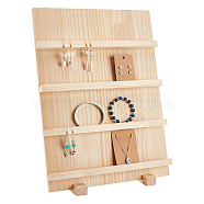 4-Tier Natural Pine Wooden Earring Display Stands, Earring Display Card Organizer Holder, Undyed, Rectangle, Navajo White, Finish Product: 14.2x30x39cm, about 3pcs/set(EDIS-WH0022-01)