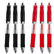 6Pcs 2 Colors Plastic Press Roller Ball Pens, Automatic Gel Pens, 0.5mm Extra Fine Point Writing Pen, Mixed Color, 150x16x11mm, 3pcs/color(AJEW-GF0006-96)
