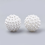 Imitation Pearl Acrylic Beads, Berry Beads, Combined Beads, Round, White, 10mm, Hole: 1mm, about 1400pc/500g(OACR-T004-10mm-20-A)