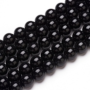 Natural Black Tourmaline Beads Strands, Round, 8mm, Hole: 0.8mm, about 47pcs/strand, 15.55 inch(39.5cm)(G-L554-02-8mm)