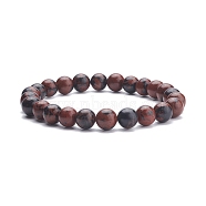 Natural Mahogany Obsidian Round Beaded Stretch Bracelet, Gemstone Jewelry for Women, Beads: 8mm, Inner Diameter: 2-1/8 inch(5.5cm)(BJEW-JB07905-01)