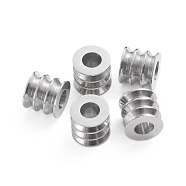 201 Stainless Steel Beads, Grooved Beads, Column, Stainless Steel Color, 9x8mm, Hole: 4.5mm(STAS-G231-01P)
