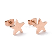 Ion Plating(IP) 304 Stainless Steel Pentagon Stud Earrings for Women, Rose Gold, 9.5x10x2mm, Pin: 0.6mm(STAS-I693-03RG)