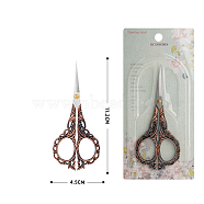 Stainless Steel Scissors, Embroidery Scissors, Sewing Scissors, with Zinc Alloy Handle, Red Copper & Stainless steel Color, 112x45mm(PW-WG15650-01)
