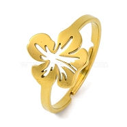 201 Stainless Steel Adjustable Ring for Women, Bird/Flower/Animal/Spider/Butterfly/Leaf/Hoof, Flower, 12mm, Inner Diameter: 18mm(RJEW-D082-02C)