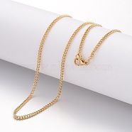 Ion Plating(IP) 304 Stainless Steel Necklace, Curb Chains, with Lobster Clasps, Golden, 17.72 inch(450mm), 2.2mm(STAS-J023-03G)