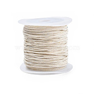 Waxed Cotton Thread Cords, Creamy White, 1mm, about 10.93 yards(10m)/roll(YC-R003-1.0mm-10m-102)