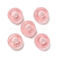 Transparent Resin European Beads, Large Hole Beads, Textured Rondelle, Misty Rose, 12x6.5mm, Hole: 5mm(X-RESI-B020-03F)