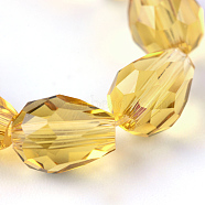 Transparent Glass Bead Strands, Faceted Teardrop, Goldenrod, 8x6mm, Hole: 1mm, about 65pcs/strand, 17.99 inch(45.7cm)(GLAA-R024-6x8mm-14)
