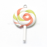 Handmade Polymer Clay Big Pendants, Lollipop, Colorful, 48~56x27~29x7~10mm, Hole: 2mm(X-CLAY-Q240-007G)