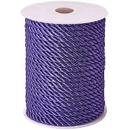 Polyester Cord, Twisted Cord, Indigo, 5mm, about 18~19yards/roll(16.4m~17.3m/roll)(NWIR-PH0001-07K)
