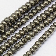 Natural Pyrite Beads Strands, Rondelle , 4x3mm, Hole: 1mm, about 137pcs/strand, 15.74 inch(G-L032-4x3mm-01)