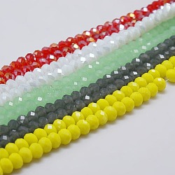 Electroplate Glass Bead Strands, Faceted, Rondelle, Mixed Color, 3x2mm, Hole: 0.5mm, about 147pcs/strand, 13 inch(EGLA-J047-3x2mm-M)