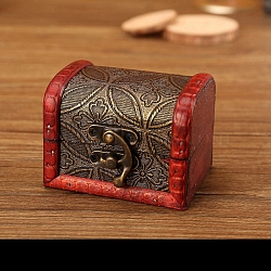 Wood Jewelry Box, with Front Clasp, for Arts Hobbies and Home Storage, Rectangle, Dark Red, 6x8x6cm(PW-WG29207-05)
