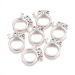 Alloy Pendants, Lead Free & Cadmium Free & Nickel Free, Ring, Antique Silver Color, Size: about 23mm in diameter, 4.5mm wide, 3mm thick(EA13275Y-NF)
