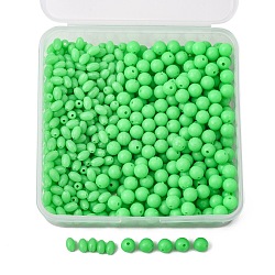 SUPERFINDINGS 600Pcs 2 Styles Plastic Fishing Beads, Luminous Glow Fishing Beads, Oval & Round, Pale Green, 300pcs/style(FIND-FH0001-80)