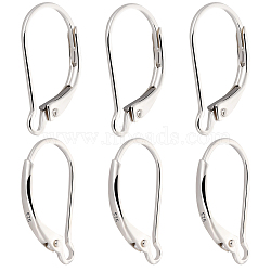 4 Pairs 925 Sterling Silver Leverback Hoop Earrings Findings, with Horizontal Loops, Silver, 16.5x10x2mm, Hole: 1mm, Pin: 0.8mm(STER-BBC0001-82)