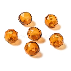 Transparent Glass Beads, Faceted, Round, Chocolate, 14x13.5x14mm, Hole: 1.6mm(GLAA-A041-01A-01)