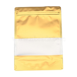 Color Printing Aluminum Foil Open Top Zip Lock Bags, Food Storage Bags, Sealable Pouches, for Storage Packaging with Tear Notches, Rectangle, Gold, 23x16x0.2cm, Inner Measure: 14.5cm, Window: 16x6cm, Unilateral Thickness: 4.7 Mil(0.12mm)(OPP-M002-05A-03)