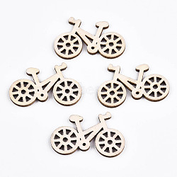 Undyed Natural Wooden Cabochons, Laser Cut, Bicycle, Antique White, 24x38x2.5mm(WOOD-S058-042)