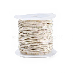 Waxed Cotton Thread Cords, Creamy White, 1mm, about 10.93 yards(10m)/roll(YC-R003-1.0mm-10m-102)