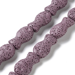 Fish Dyed Natural Lava Rock Beads Strands, Rosy Brown, 21.5x12x6mm, Hole: 1.6mm, about 19pcs/strand, 16.14''(41cm)(G-O126-01A-05)