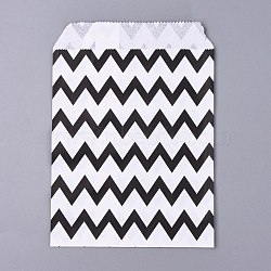 Kraft Paper Bags, No Handles, Food Storage Bags, White, Wave Pattern, Black, 18x13cm(CARB-P003-C01-01)