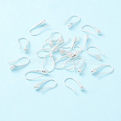 925 Sterling Silver Earring Hooks, for Half-drilled Beads, Teardrop, Silver, 17x5mm, Pin: 0.7mm and 0.8mm(for half dirlled beads)(STER-P047-02S)