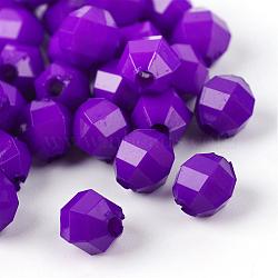 Faceted Oval Opaque Acrylic Beads, Dark Violet, 6x5.5x5.5mm, Hole: 1.5mm, about 5200pcs/500g(PAB3044Y-8)